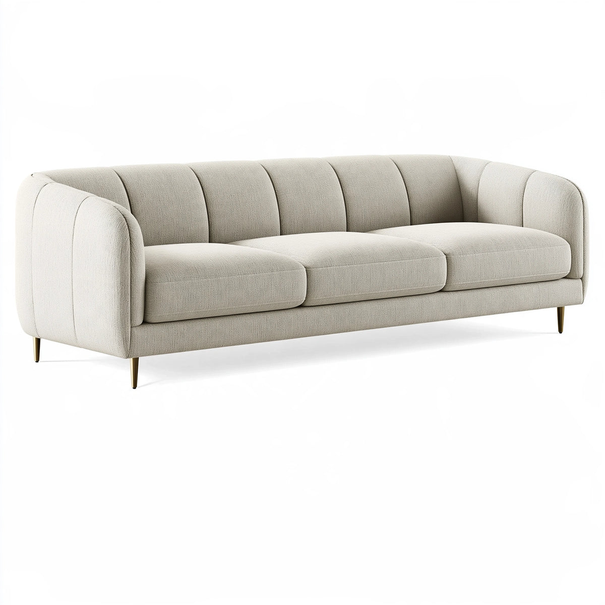 Canapé 3 places 220 cm en tissu beige style contemporain