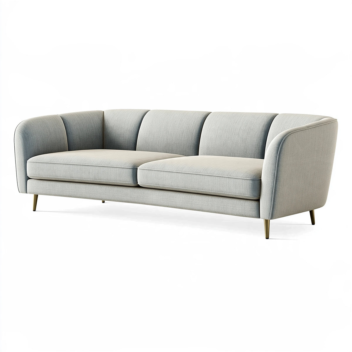 Canapé 3 places 200 cm en tissu gris clair - style contemporain avec pieds métalliques