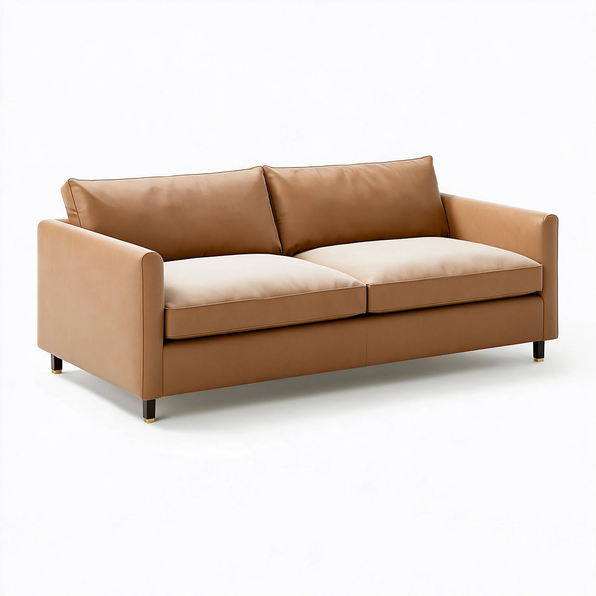 Canapé 2 places 170 x 90 x 85 cm aspect cuir camel style contemporain