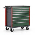 Servante d'atelier 76 x 46 x 92 cm en acier vert rouge à 6 tiroirs sur roulettes