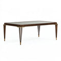 Table à manger 180 x 90 cm en bois brun et verre fumé style contemporain