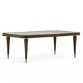 Table à manger 180 x 90 x 76 cm en bois brun avec plateau effet verre style contemporain