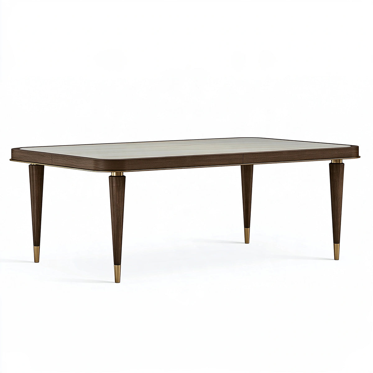 Table à manger 180 x 90 x 76 cm en bois brun avec plateau effet verre style contemporain
