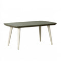 Table à manger 140 x 80 x 75 cm plateau effet bois vert kaki pieds métal crème style contemporain