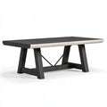Table à manger 180 x 90 x 75 cm en bois noir et blanc avec piètement renforcé style industriel