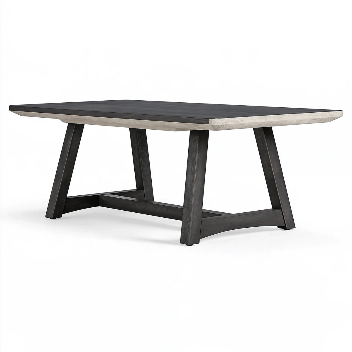 Table à manger 200 x 100 cm en bois noir et beige style contemporain