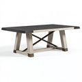 Table à manger 180 x 90 cm en bois noir et chêne clair style industriel avec piètement croisé