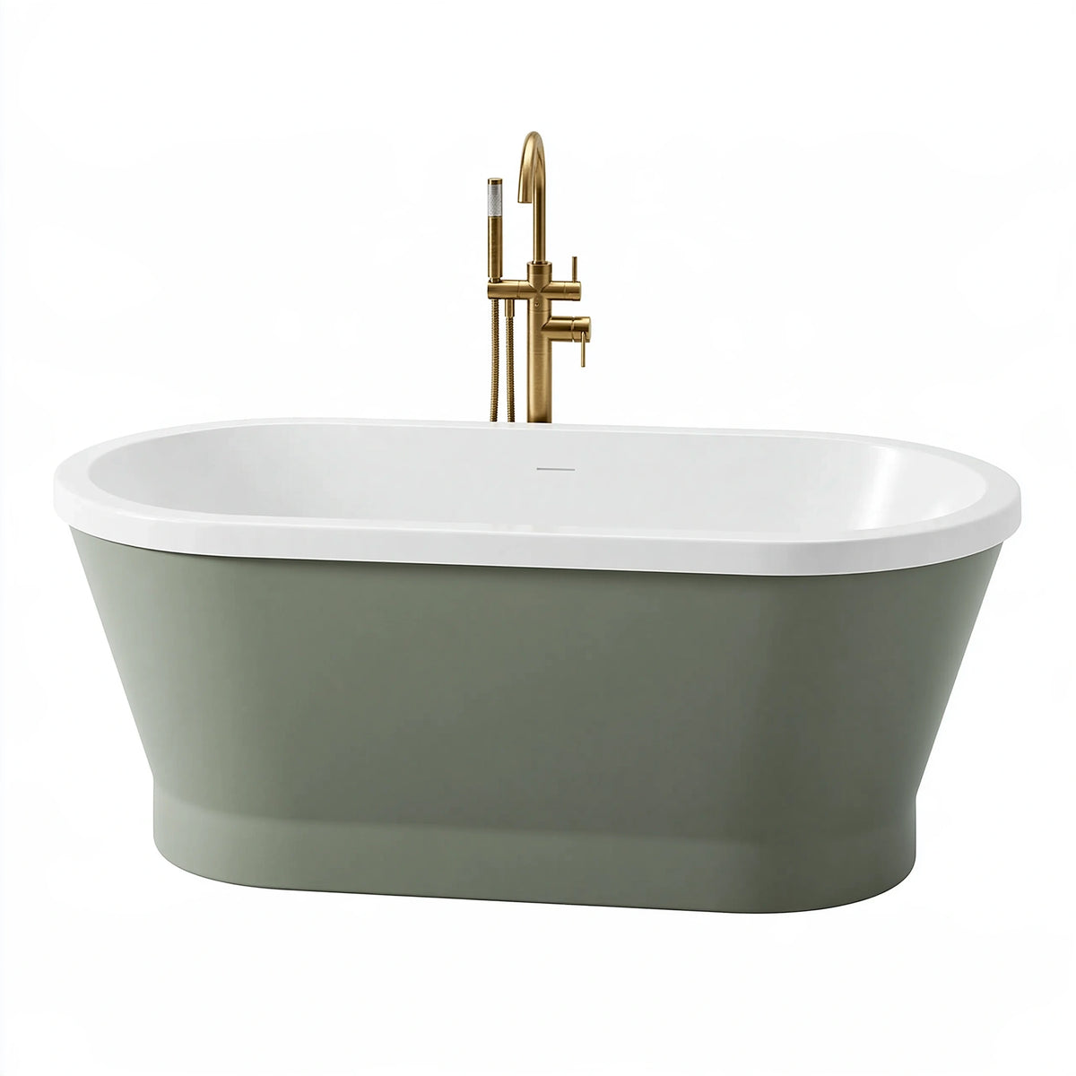 Baignoire îlot ovale 170 x 80 cm en acrylique vert sauge style contemporain
