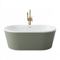 Baignoire îlot ovale 170 x 80 cm acrylique blanc/vert olive style contemporain