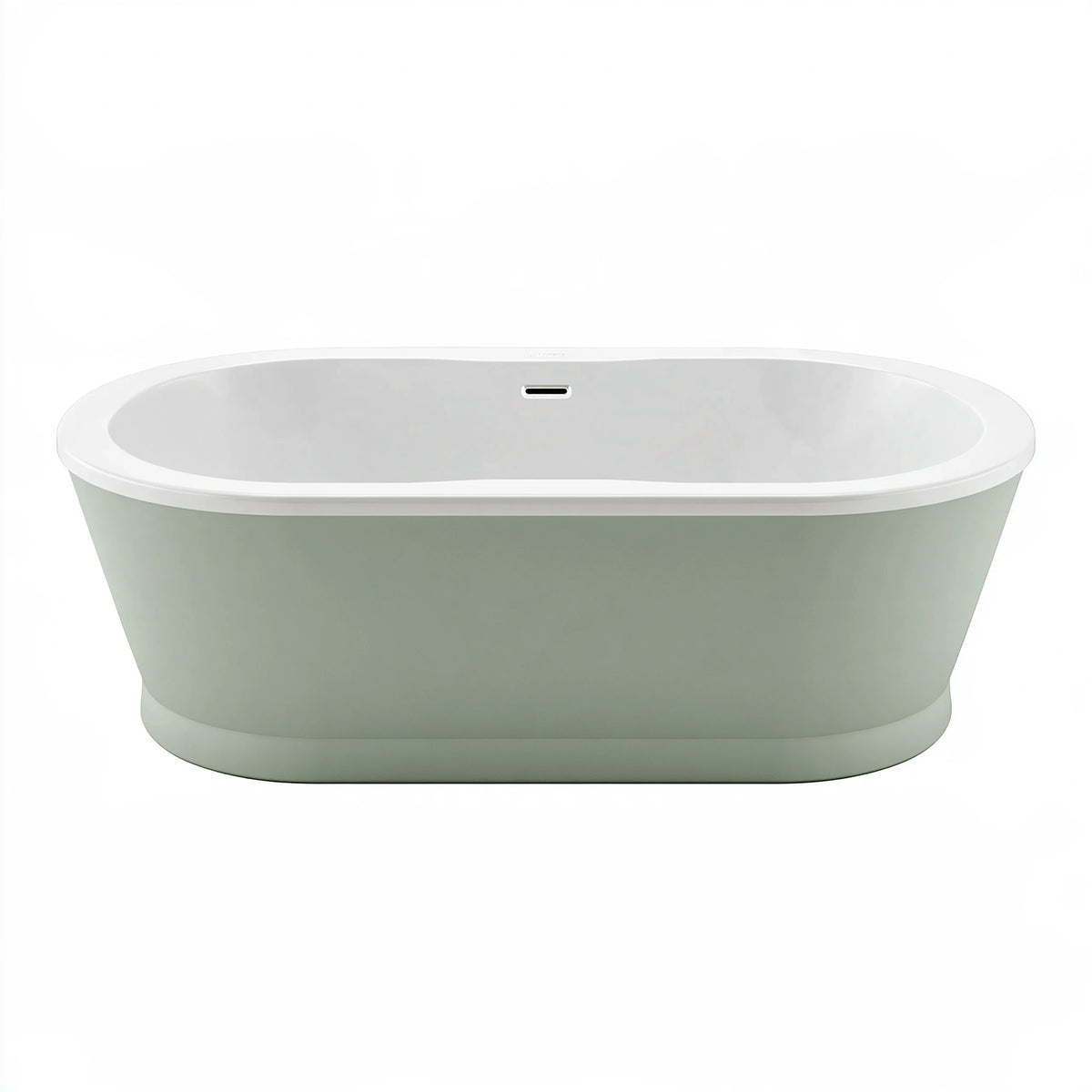 Baignoire îlot ovale 170 x 75 cm en acrylique vert sauge et blanc design contemporain