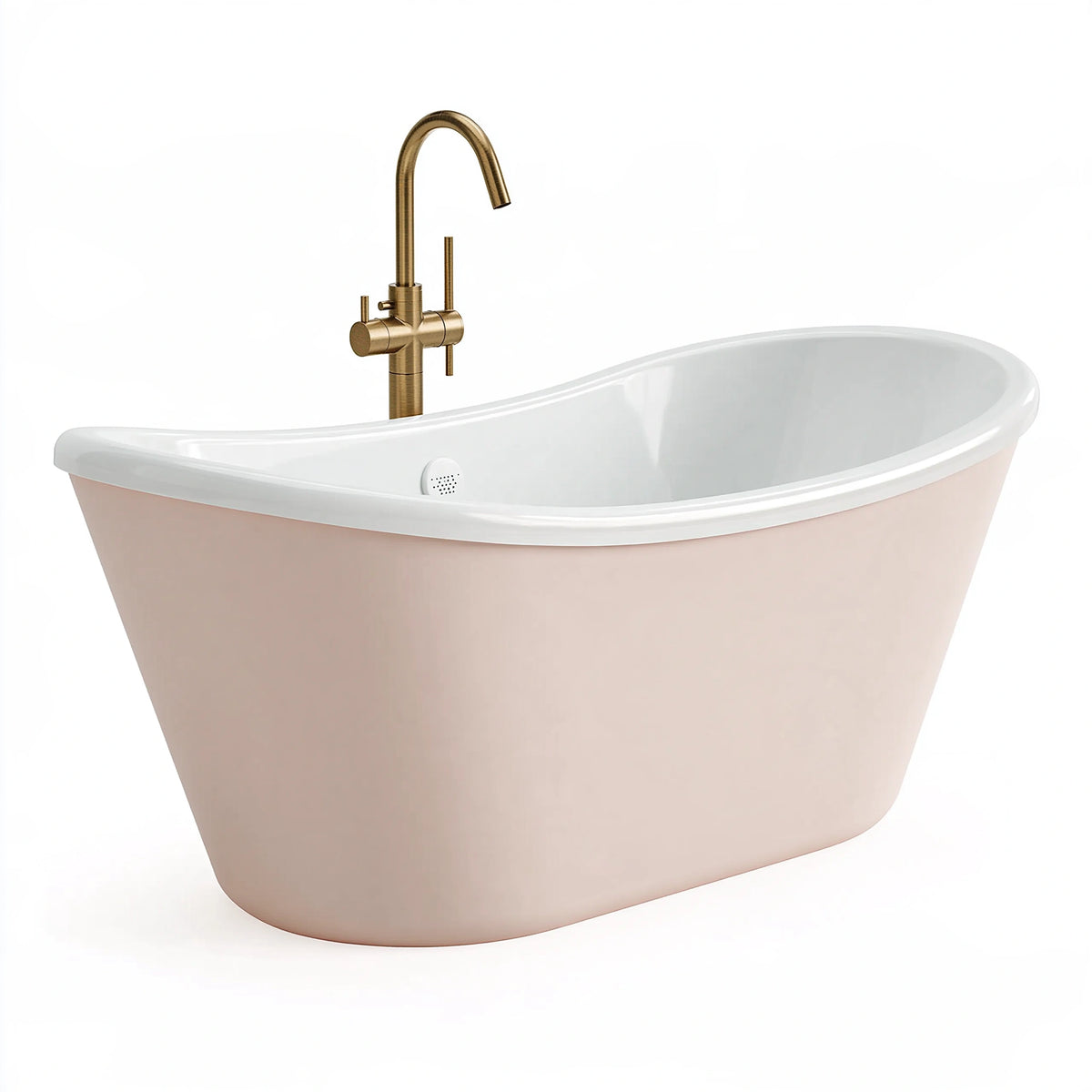 Baignoire îlot 170 x 75 cm en acrylique blanc rose pâle style contemporain