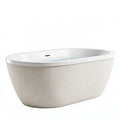 Baignoire îlot ovale 170 cm effet pierre blanc - design contemporain