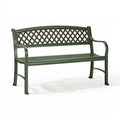 Banc de jardin 120 x 60 x 85 cm en métal vert avec dossier ajouré