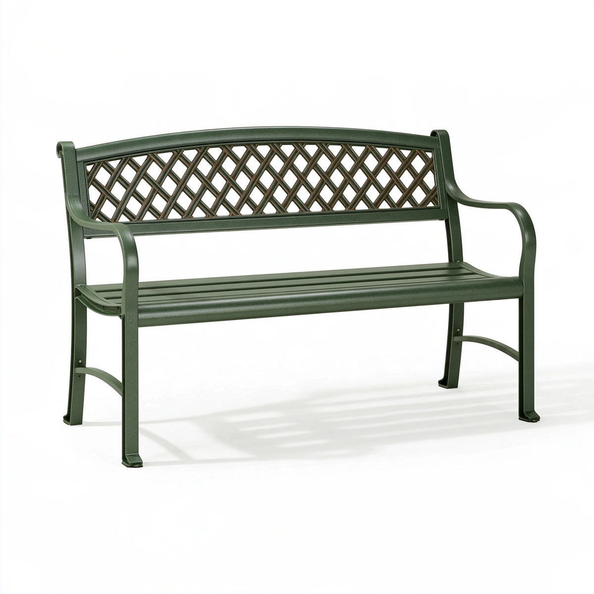 Banc de jardin 120 x 60 x 85 cm en métal vert avec dossier ajouré