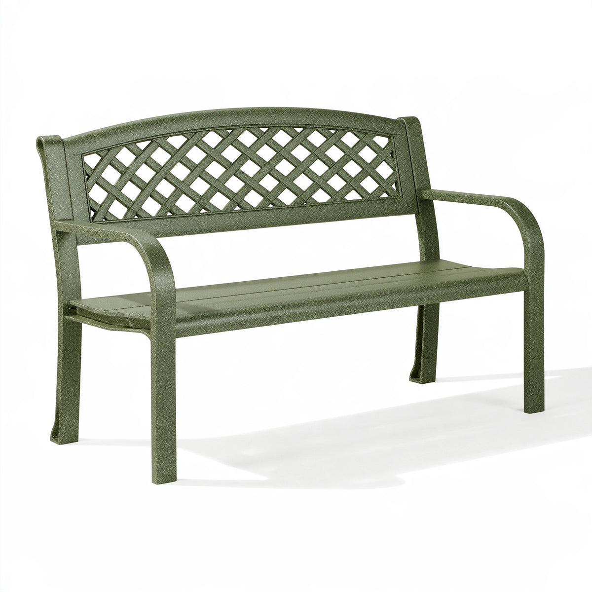 Banc de jardin 120 x 60 x 85 cm en résine vert foncé style treillis