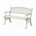 Banc de jardin 122 cm en aluminium blanc - dossier treillis style classique